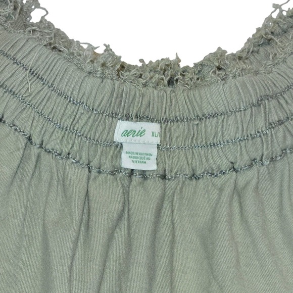 Aerie‎ Ruffle Tiered Mini Skirt Elastic Waist Casual Sage Green XL - Picture 5 of 8